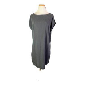 Patagonia Size L June Lake Dress Dark Grey Shift Short Sleeve *Flaw